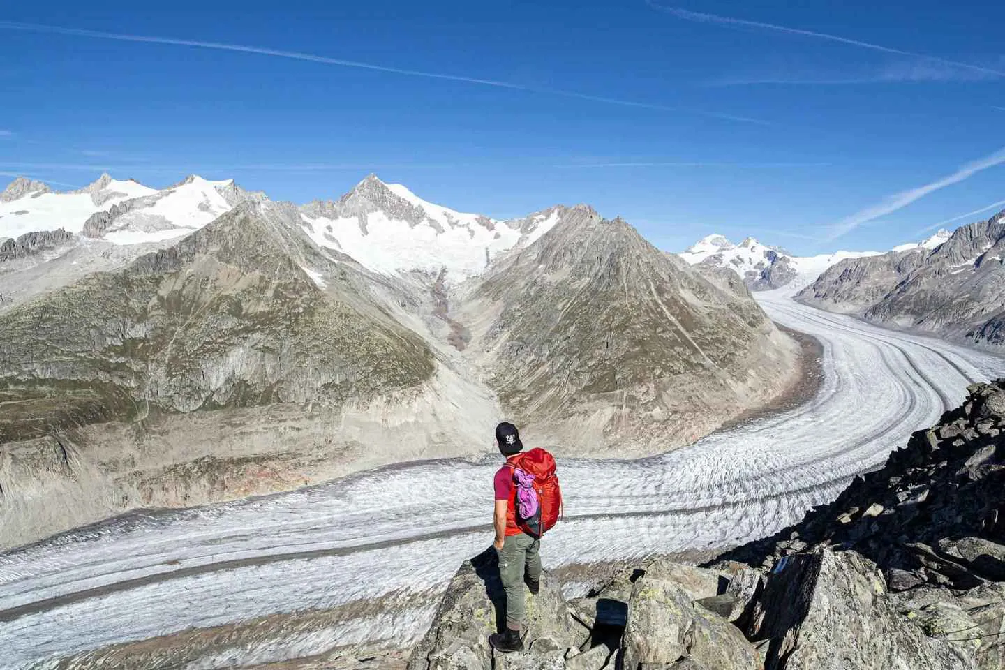 Der Aletschgletscher, der längste Gletscher der Alpen